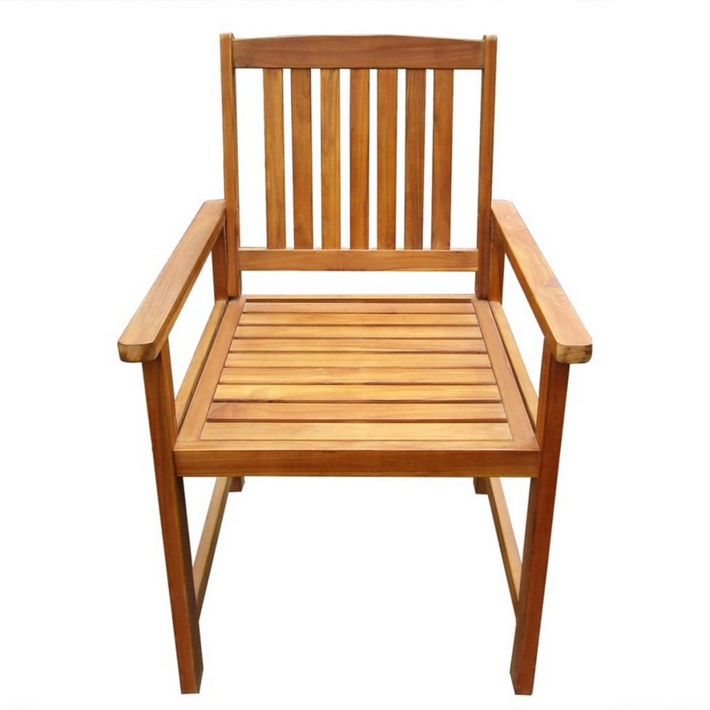 Dusk Outdoor Chairs Set of 2, Slatted Natural Brown Acacia Wood -BM326272