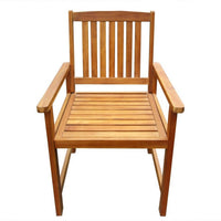 Dusk Outdoor Chairs Set of 2, Slatted Natural Brown Acacia Wood -BM326272