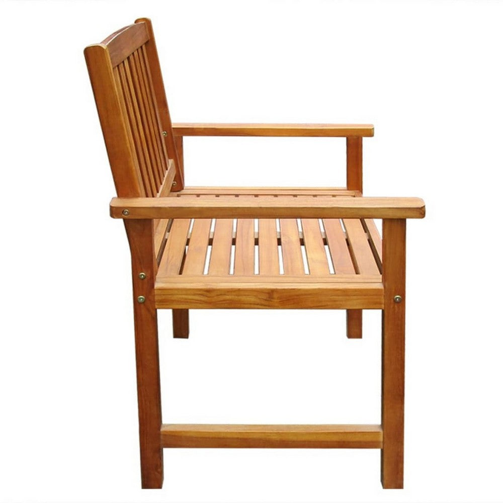 Dusk Outdoor Chairs Set of 2, Slatted Natural Brown Acacia Wood -BM326272