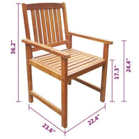 Dusk Outdoor Chairs Set of 2, Slatted Natural Brown Acacia Wood -BM326272