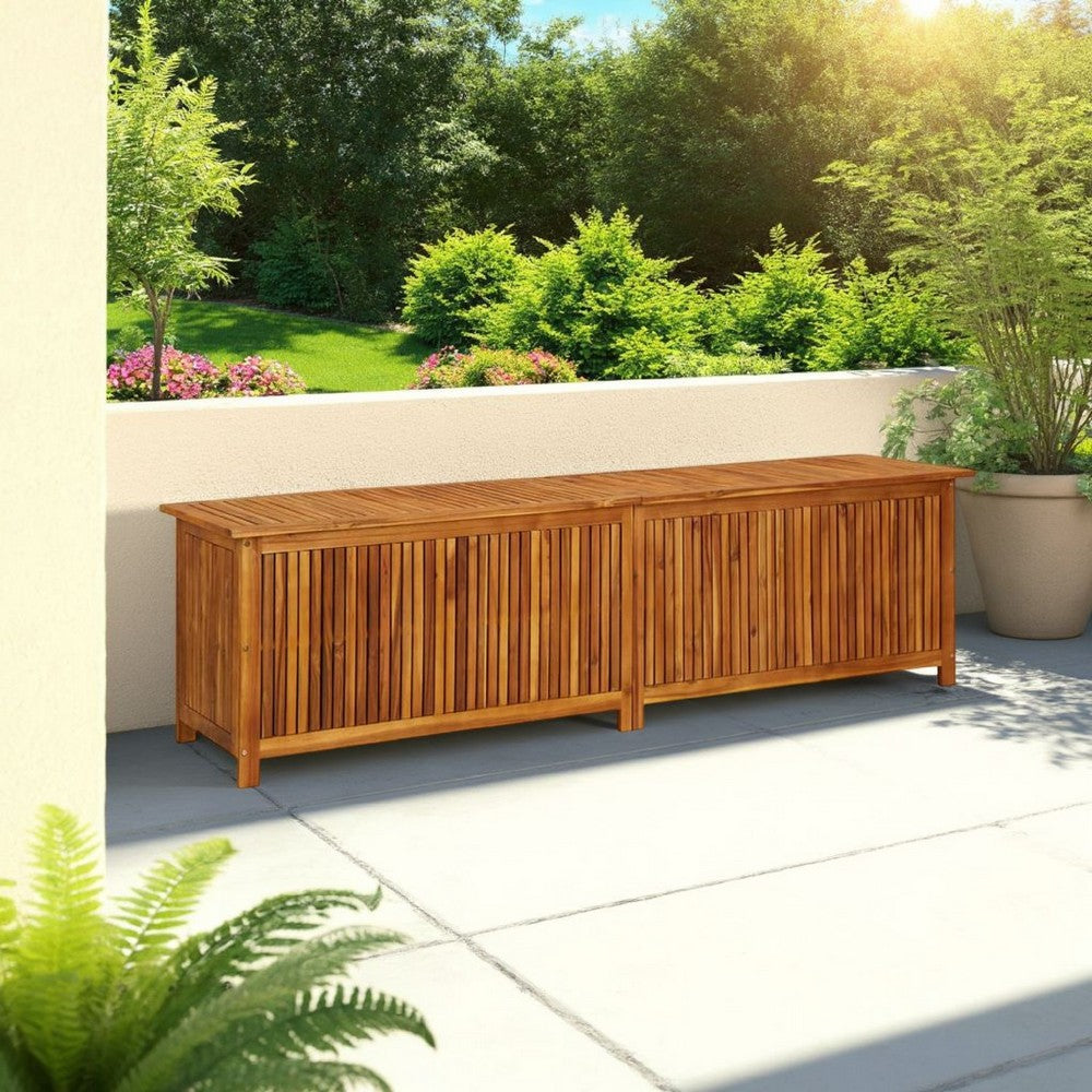Misty Outdoor Storage Box, 79 Inch Natural Brown Solid Acacia Wood -BM326284