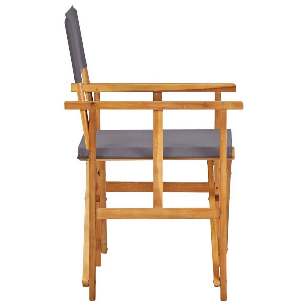 Outdoor Folding Directors Accent Set of 2, Gray, Acacia Wood -BM326287