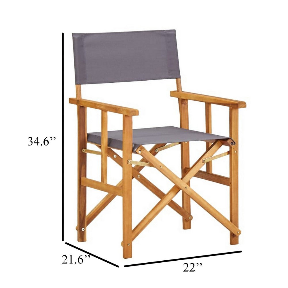 Outdoor Folding Directors Accent Set of 2, Gray, Acacia Wood -BM326287