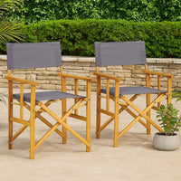 Outdoor Folding Directors Accent Set of 2, Gray, Acacia Wood -BM326287