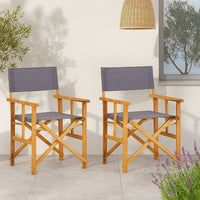 Outdoor Folding Directors Accent Set of 2, Gray, Acacia Wood -BM326287
