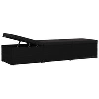 Outdoor Chaise Sun Lounger with Cushion, 77 Inch Black Poly Rattan -BM326318