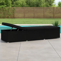 Outdoor Chaise Sun Lounger with Cushion, 77 Inch Black Poly Rattan -BM326318