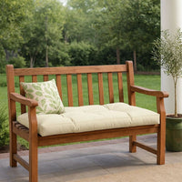 Moni Outdoor Cushion for Bench, Plush Tufted Ivory Oxford Fabric -BM326319