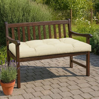 Moni Outdoor Cushion for Bench, Plush Tufted Ivory Oxford Fabric -BM326319