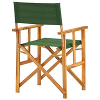 Outdoor Foldable Directors Chair, Brown Acacia Wood, Green Fabric -BM326321