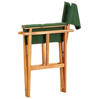 Outdoor Foldable Directors Chair, Brown Acacia Wood, Green Fabric -BM326321