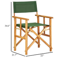 Outdoor Foldable Directors Chair, Brown Acacia Wood, Green Fabric -BM326321