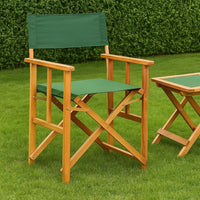 Outdoor Foldable Directors Chair, Brown Acacia Wood, Green Fabric -BM326321