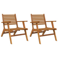 Outdoor Set of 2, Slatted Design, Acacia Wood, Brown Finish -BM326324