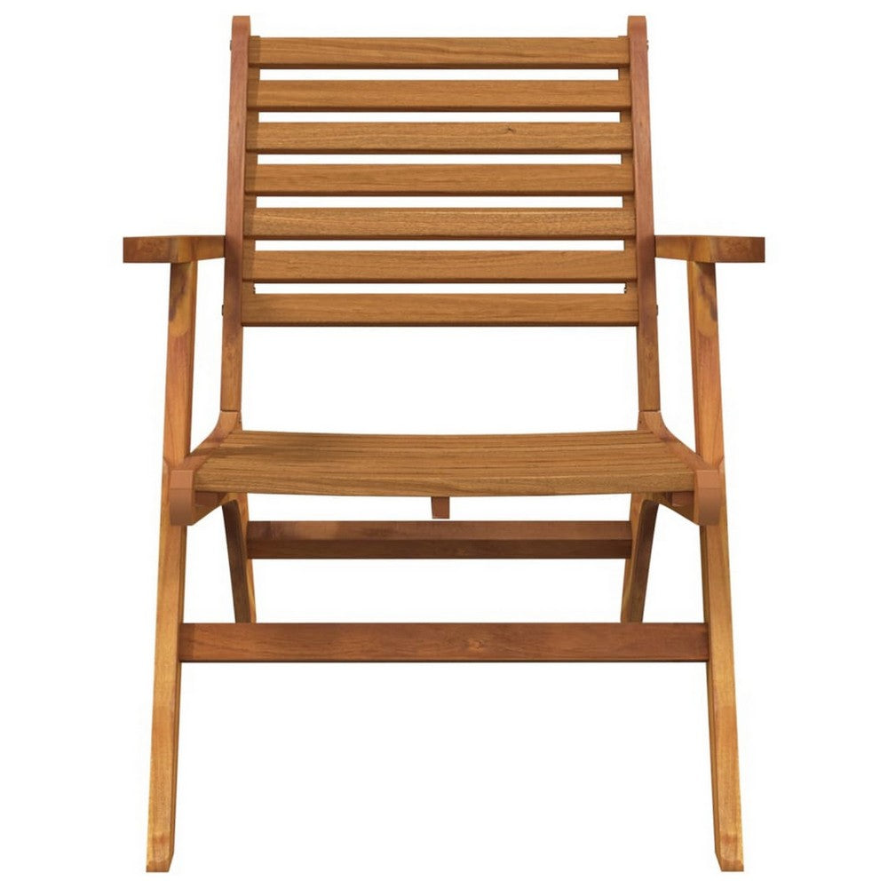 Outdoor Set of 2, Slatted Design, Acacia Wood, Brown Finish -BM326324