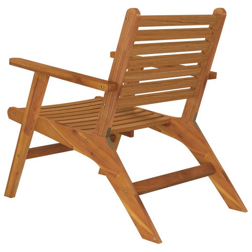 Outdoor Set of 2, Slatted Design, Acacia Wood, Brown Finish -BM326324