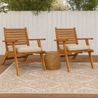 Outdoor Set of 2, Slatted Design, Acacia Wood, Brown Finish -BM326324