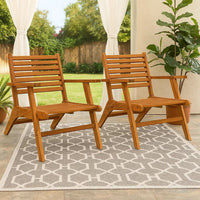 Outdoor Set of 2, Slatted Design, Acacia Wood, Brown Finish -BM326324