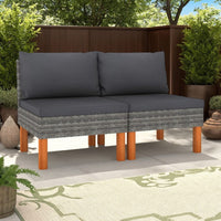 Feno 2pc Outdoor Modular Loveseat Sofa, Dark Gray Fabric, Poly Rattan -BM326327