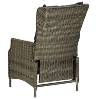 Outdoor Manual Reclining Chair, 2 Cushions, Brown Woven Poly Rattan  -BM326328