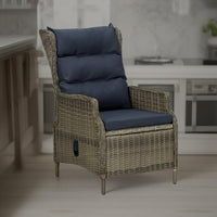 Outdoor Manual Reclining Chair, 2 Cushions, Brown Woven Poly Rattan  -BM326328