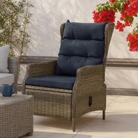 Outdoor Manual Reclining Chair, 2 Cushions, Brown Woven Poly Rattan  -BM326328