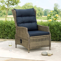 Outdoor Manual Reclining Chair, 2 Cushions, Brown Woven Poly Rattan  -BM326328