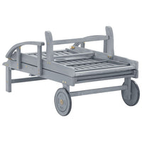 Outdoor Sun Chaise Lounger, Slatted Gray Acacia Wood Frame w Wheels -BM326333
