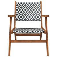 Outdoor Set of 2, Black White Print, Brown Solid Acacia Wood -BM326335