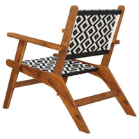 Outdoor Set of 2, Black White Print, Brown Solid Acacia Wood -BM326335