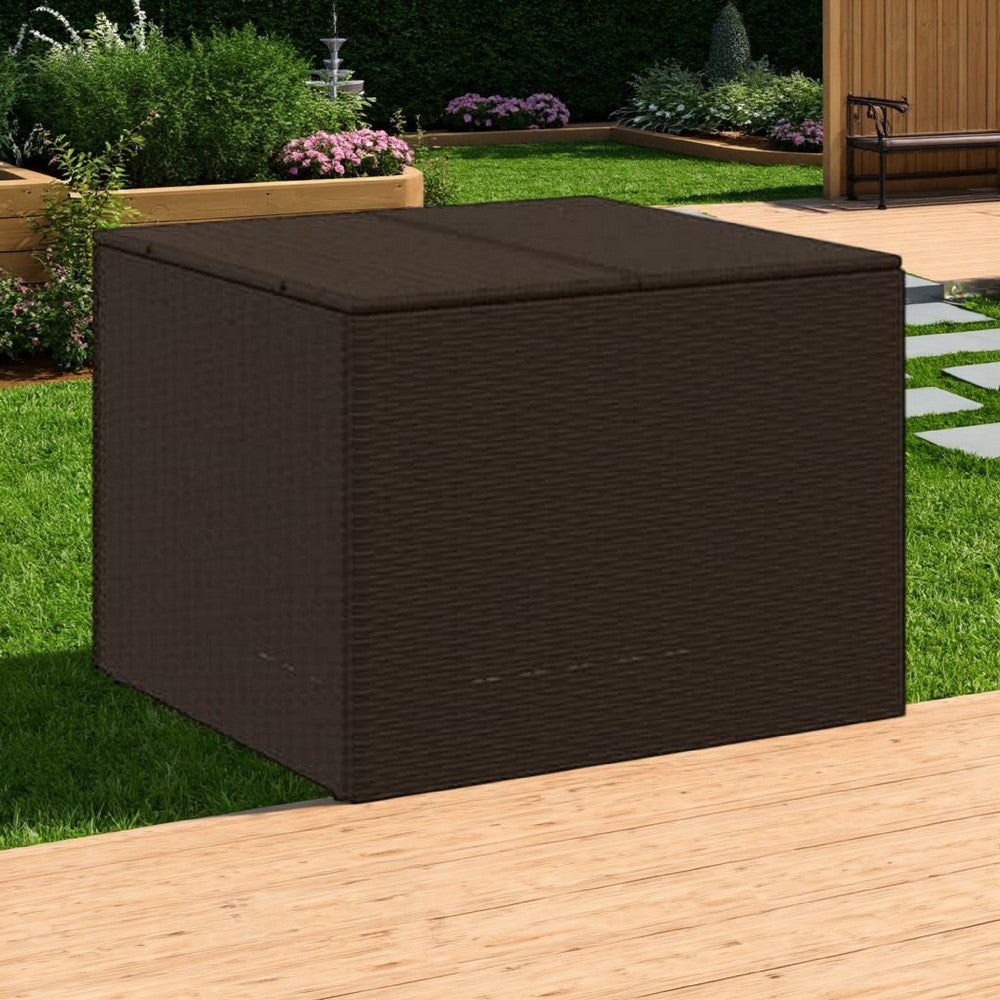 Outdoor Garden Storage Box, Removable Bag, Brown Poly Rattan Woven -BM326340