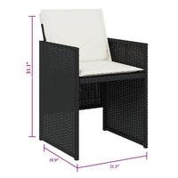 Outdoor Set of 4 with White Cushions, Black Rattan Woven Frame -BM326341