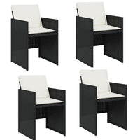 Outdoor Set of 4 with White Cushions, Black Rattan Woven Frame -BM326341