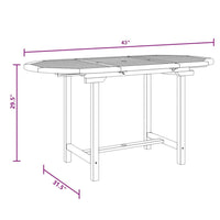 Outdoor Dining Table, 43-63 Inch Extendable Oval Top, Sanded Teak Wood - BM326344