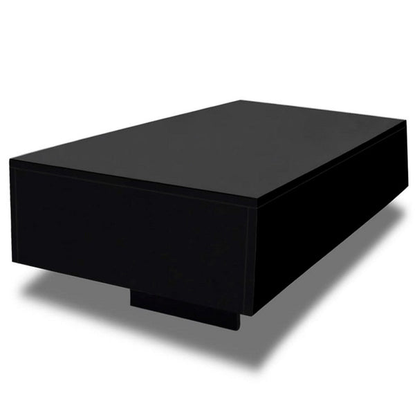 Coffee Table, Rectangular Platform, 34 Inch Modern High Gloss Black -BM326346
