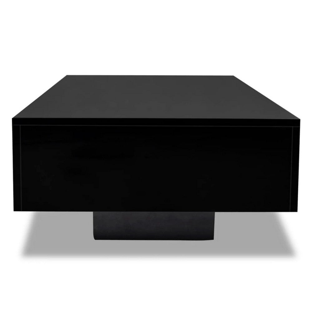 Coffee Table, Rectangular Platform, 34 Inch Modern High Gloss Black -BM326346