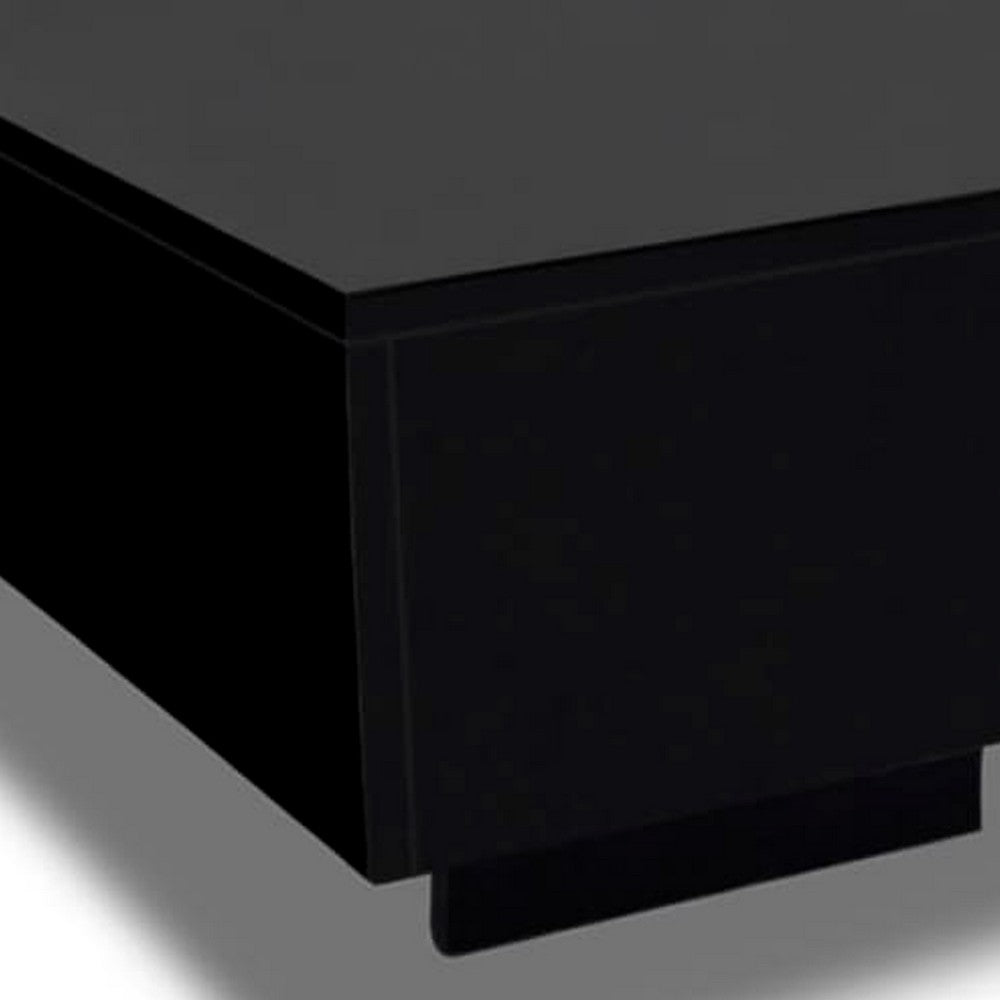 Coffee Table, Rectangular Platform, 34 Inch Modern High Gloss Black -BM326346