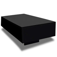 Coffee Table, Rectangular Platform, 34 Inch Modern High Gloss Black