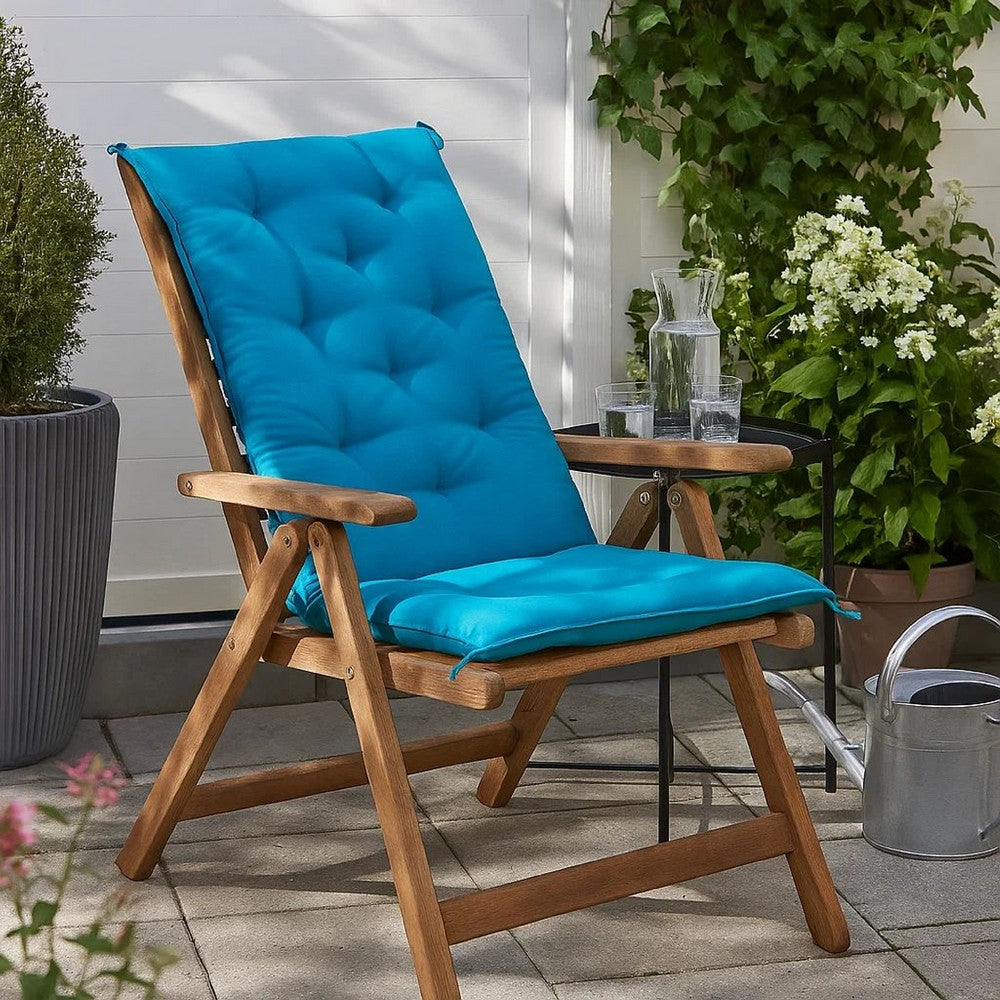 Claire Outdoor Cushion for Bench, 71 Inch, Blue Tufted Oxford Fabric -BM326347