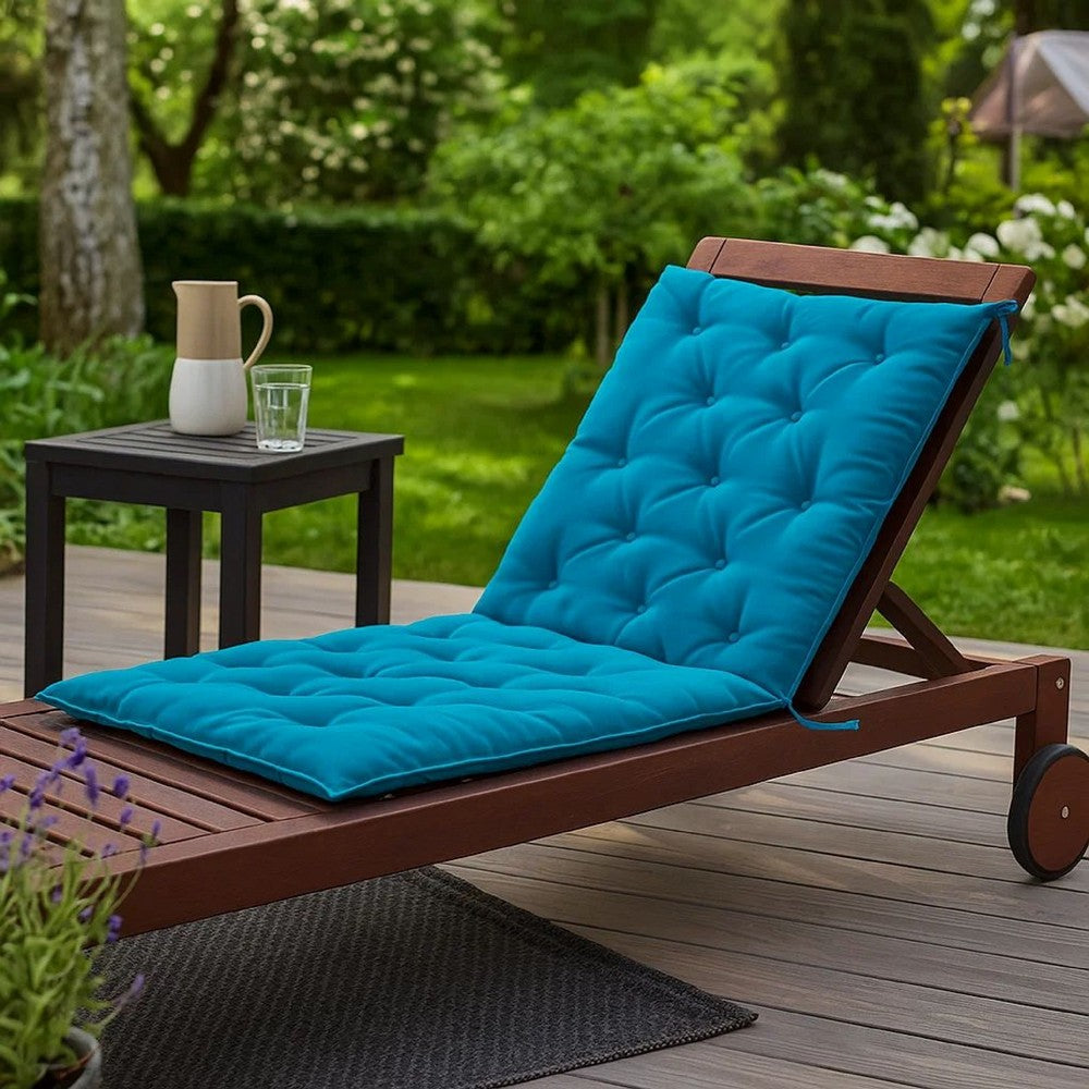 Claire Outdoor Cushion for Bench, 71 Inch, Blue Tufted Oxford Fabric -BM326347