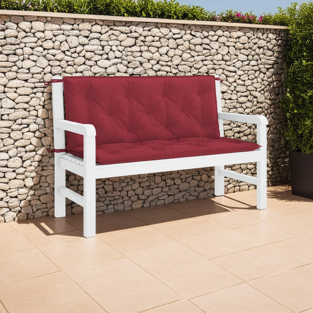 Claire Outdoor Cushion for Bench, 47 Inch, Red Tufted Oxford Fabric -BM326350