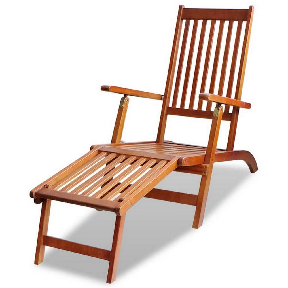 Suvi Outdoor Chaise Lounge Chair, Adjustable Reclining, Footrest, Wood -BM326356