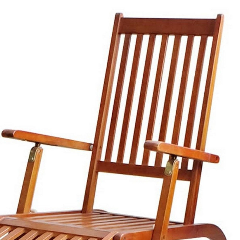 Suvi Outdoor Chaise Lounge Chair, Adjustable Reclining, Footrest, Wood -BM326356