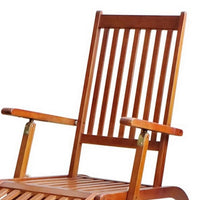 Suvi Outdoor Chaise Lounge Chair, Adjustable Reclining, Footrest, Wood -BM326356