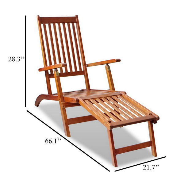 Suvi Outdoor Chaise Lounge Chair, Adjustable Reclining, Footrest, Wood -BM326356