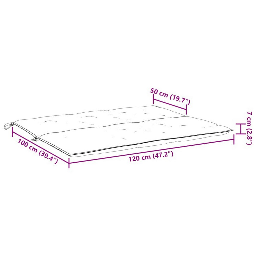 Claire Outdoor Cushion for Bench, 47 Inch, Beige Tufted Oxford Fabric -BM326358