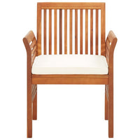 Kim Outdoor Dining Set of 2, Brown Acacia Wood, Cream Cushions -BM326359