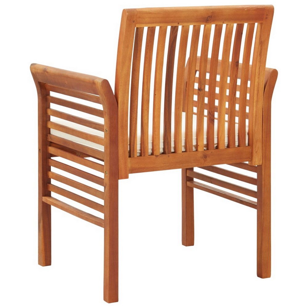 Kim Outdoor Dining Set of 2, Brown Acacia Wood, Cream Cushions -BM326359