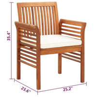 Kim Outdoor Dining Set of 2, Brown Acacia Wood, Cream Cushions -BM326359