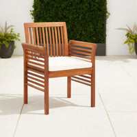 Kim Outdoor Dining Set of 2, Brown Acacia Wood, Cream Cushions -BM326359